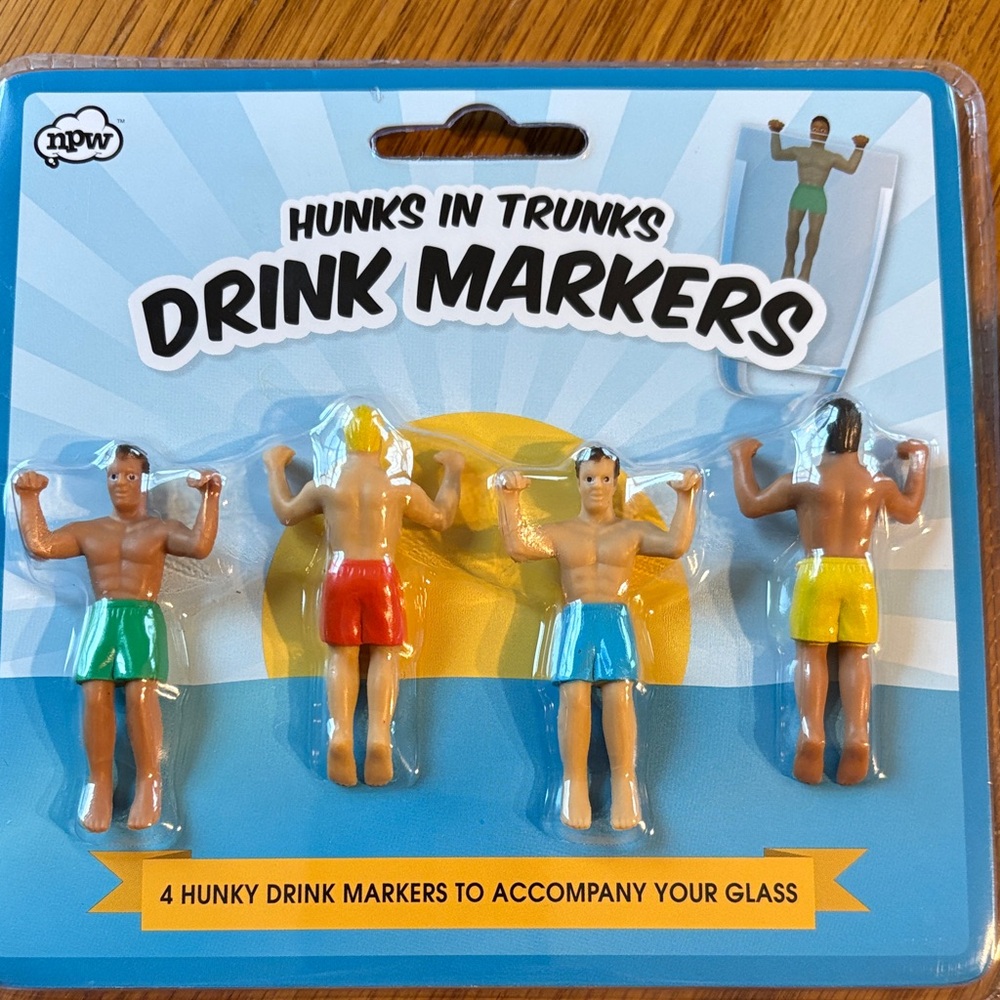 Hunks In Trunks Drink Markers Set of 4 in new sealed package